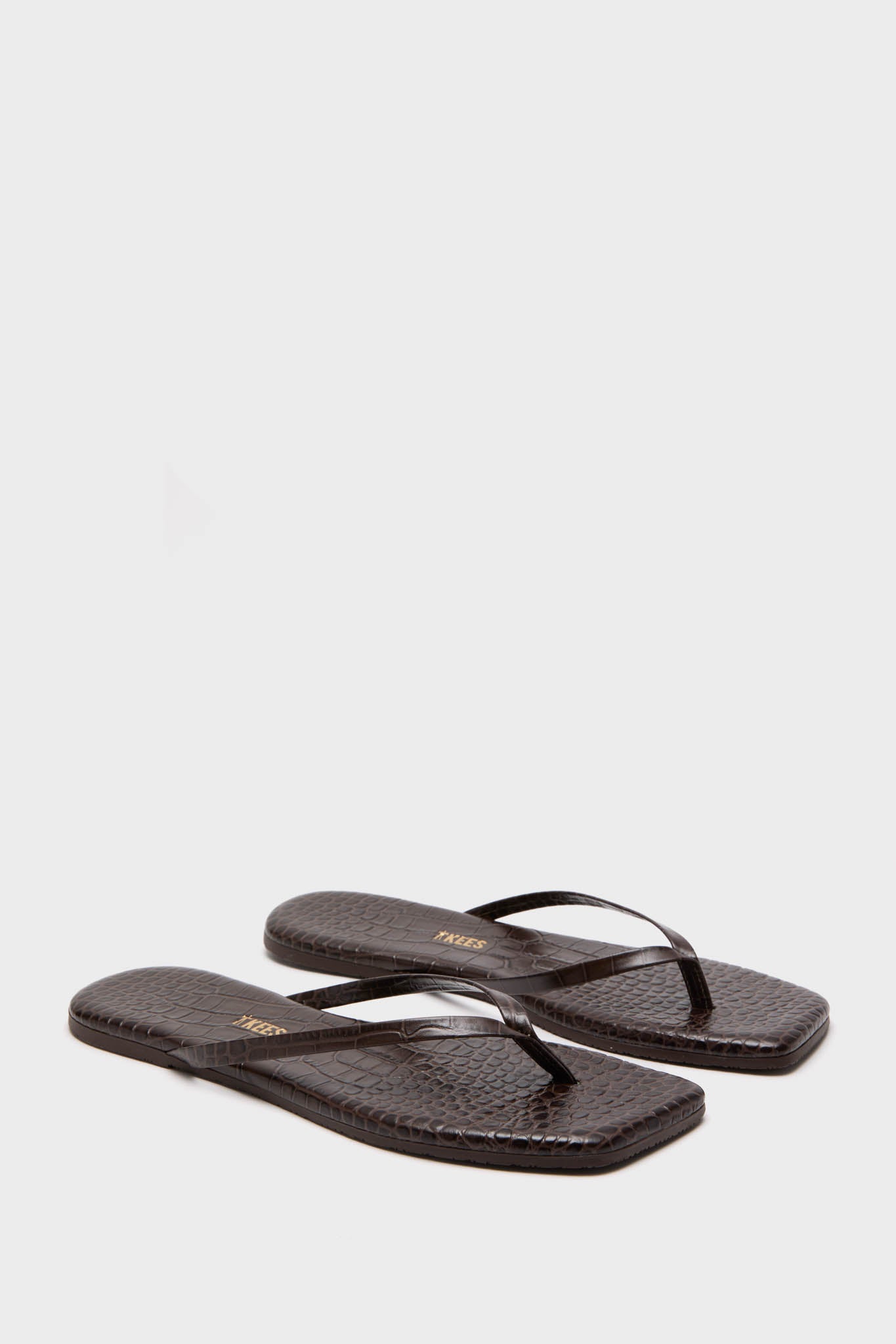 Carob Croc Square Toe Lily Flip Flops