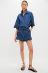 Railway Blue Coco Embroidered Denim Shirt
