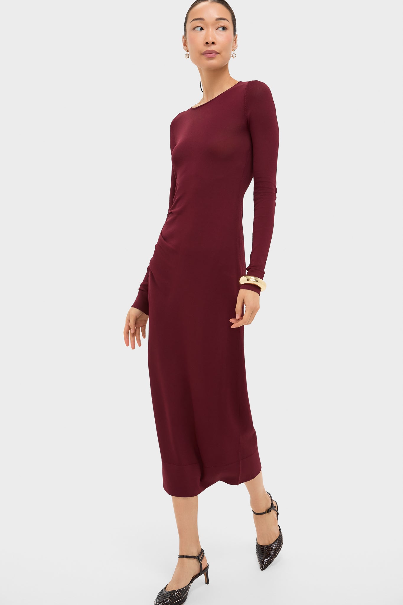 altuzarra crochet dress Altuzarra Milda Draped Knitted Midi Dress - Women - Brown Dresses
