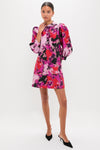 Pink and Red Lurex Abstract Jacquard Samantha Dress