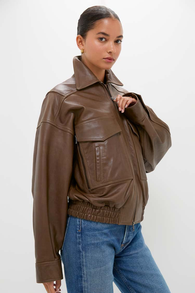 Truffle Eugene Leather Jacket | STAUD