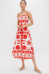 Red Multi Shell Midi Dress