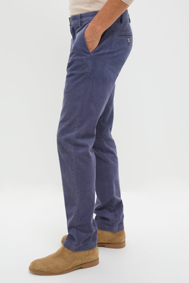 Blue Haze Superior Soft Corduroy Flat Front Trouser