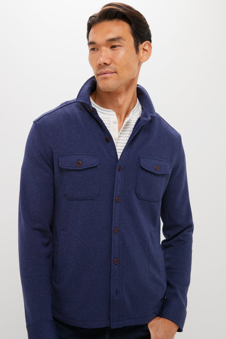 Navy Crown Sweater Fleece Shirt Jacket