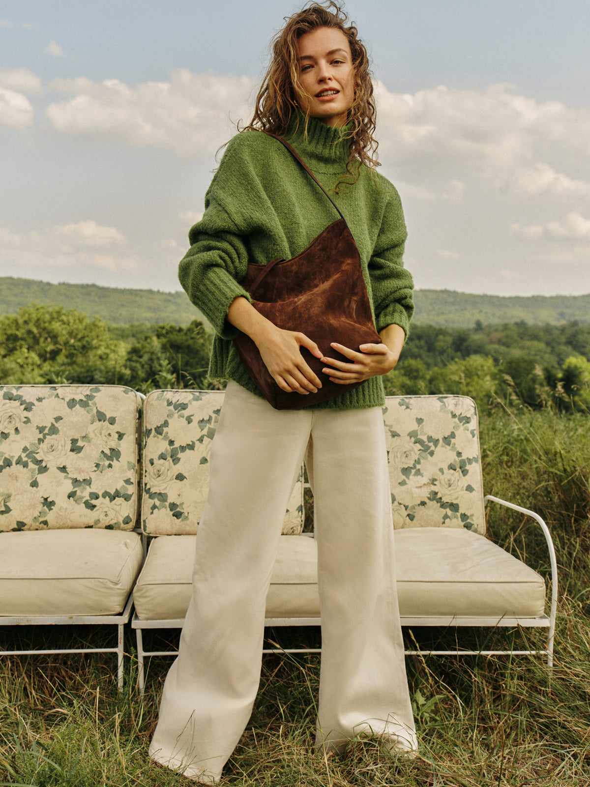Dark Brown Suede Penne Bucket