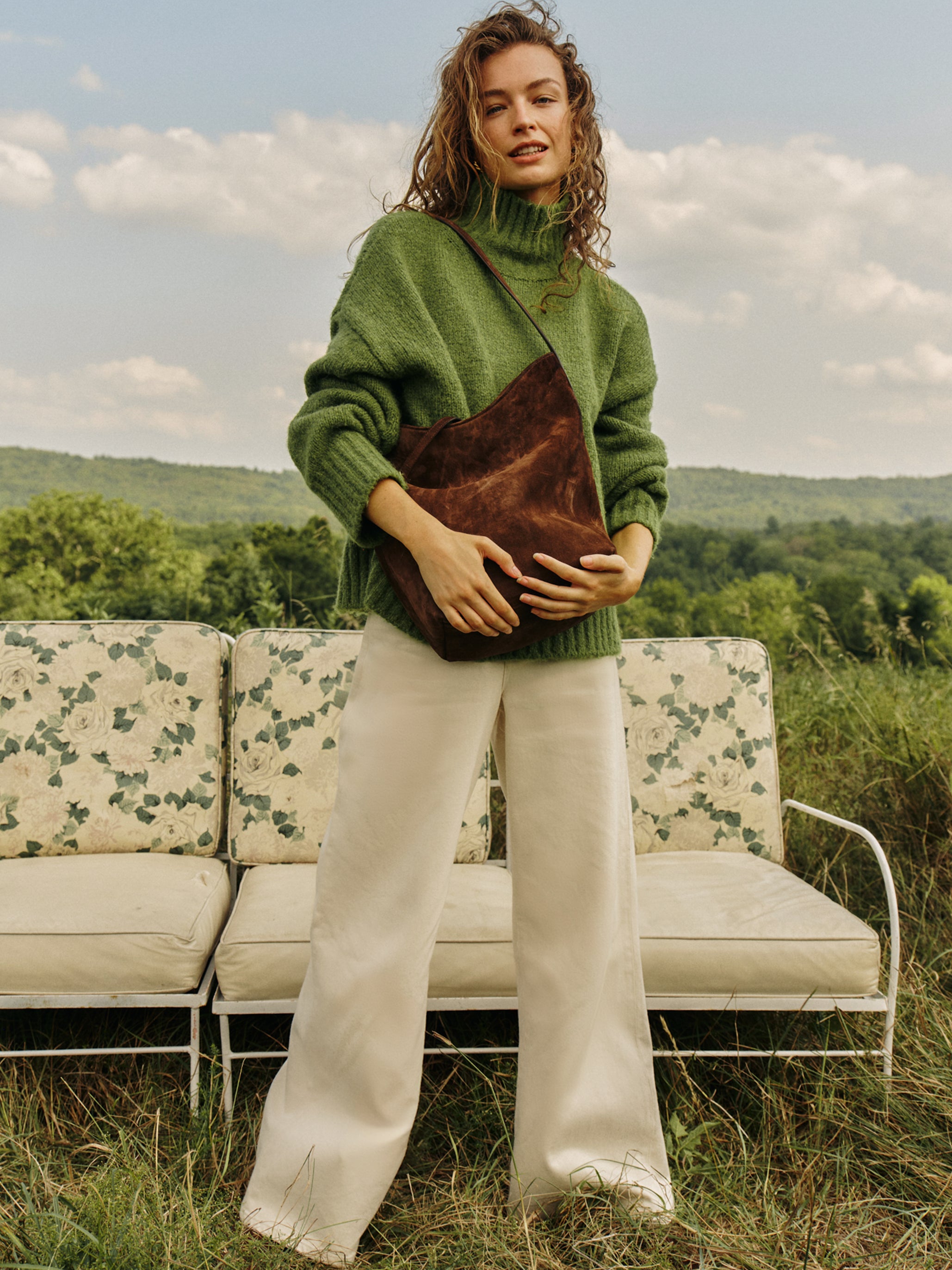Dark Brown Suede Penne Bucket