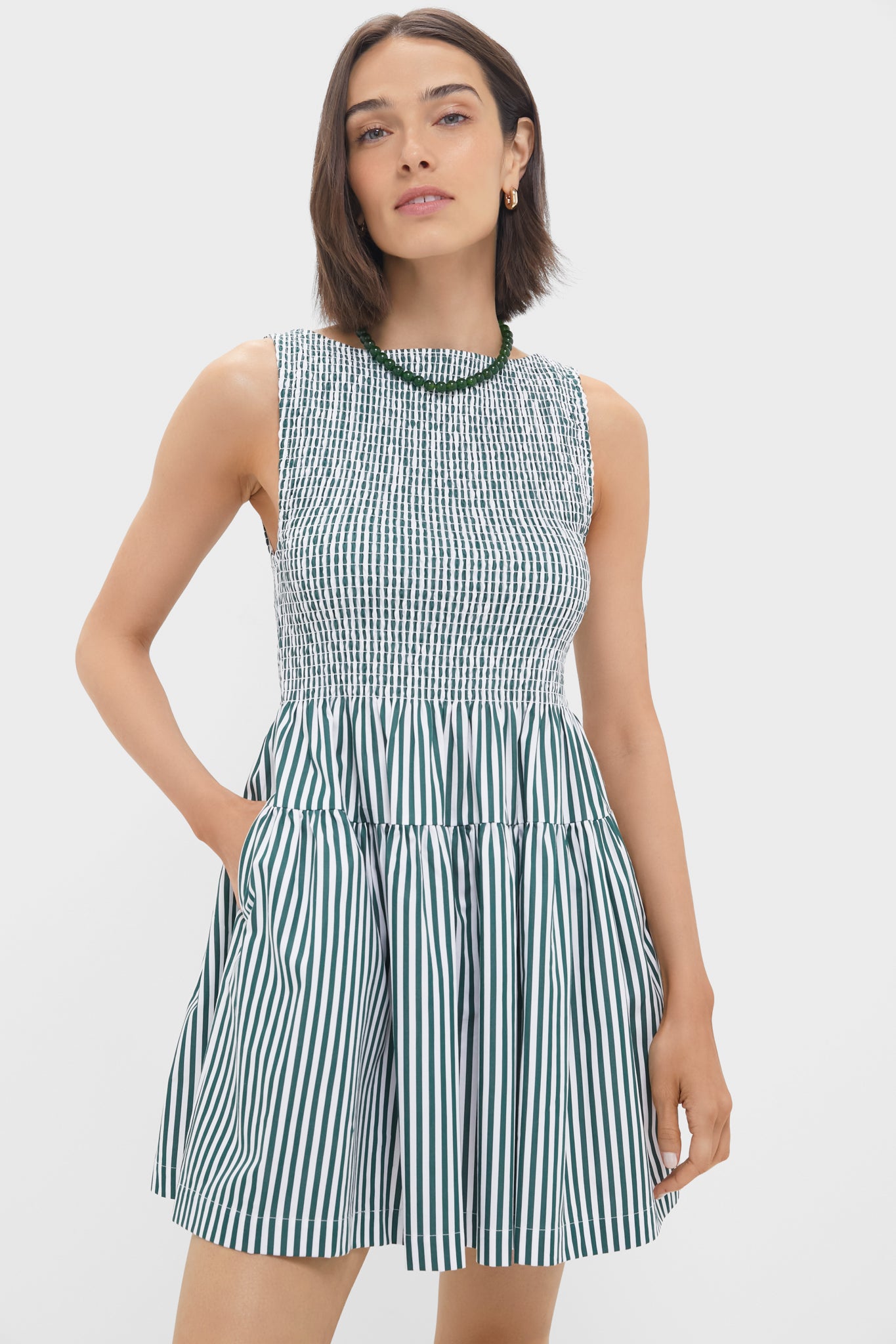 Green Stripe Cosima Mini Nap Dress