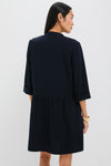 Navy Crepe Royal Shirt Dress