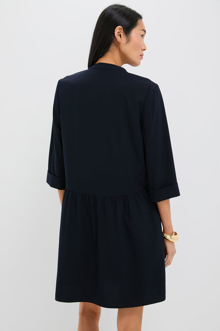 Navy Crepe Royal Shirt Dress