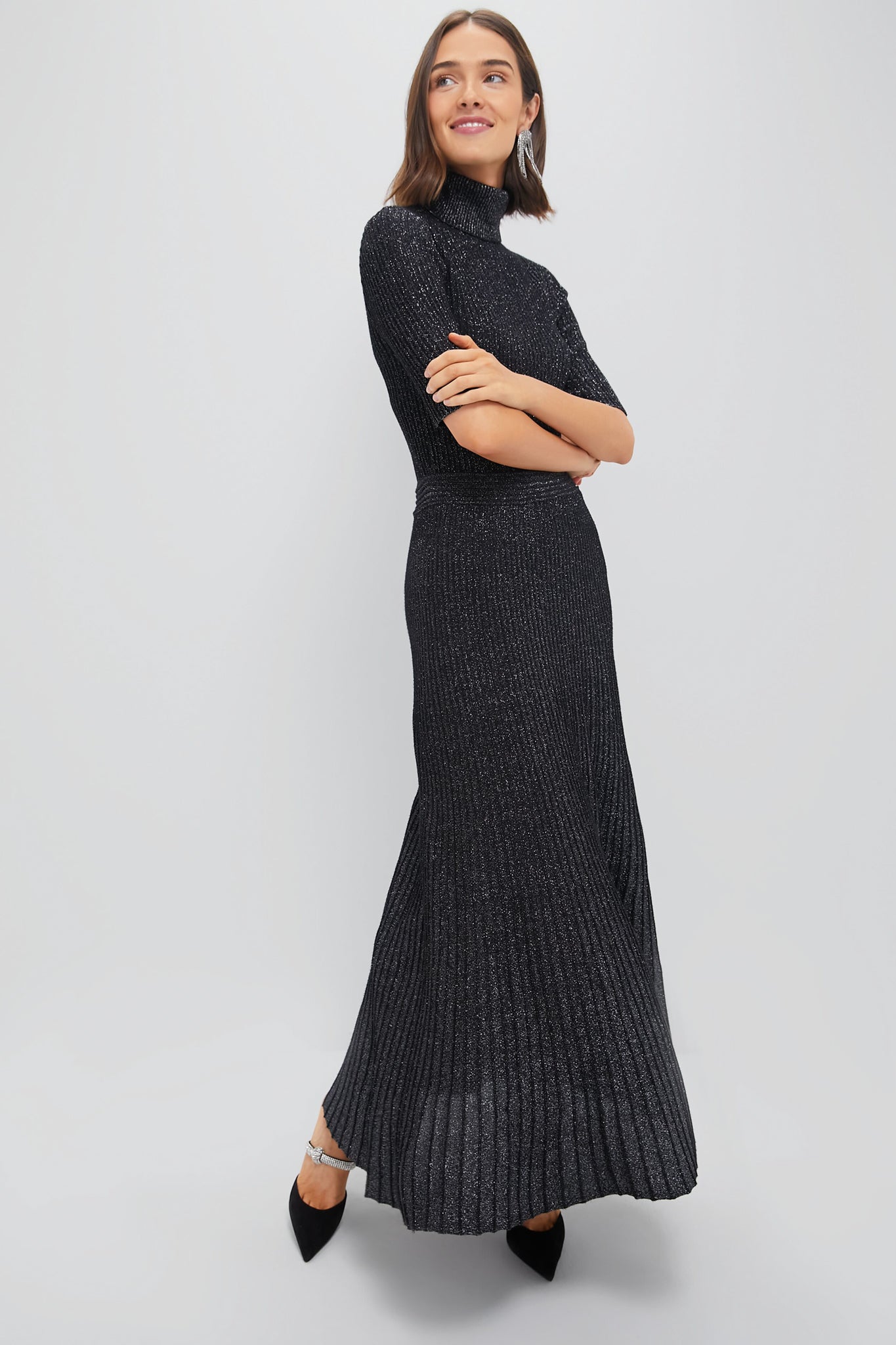 Black Metallic Knit Bacall Top