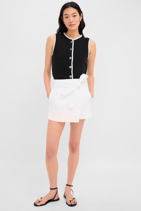 Black and Ivory Bridget Tipped Vest
