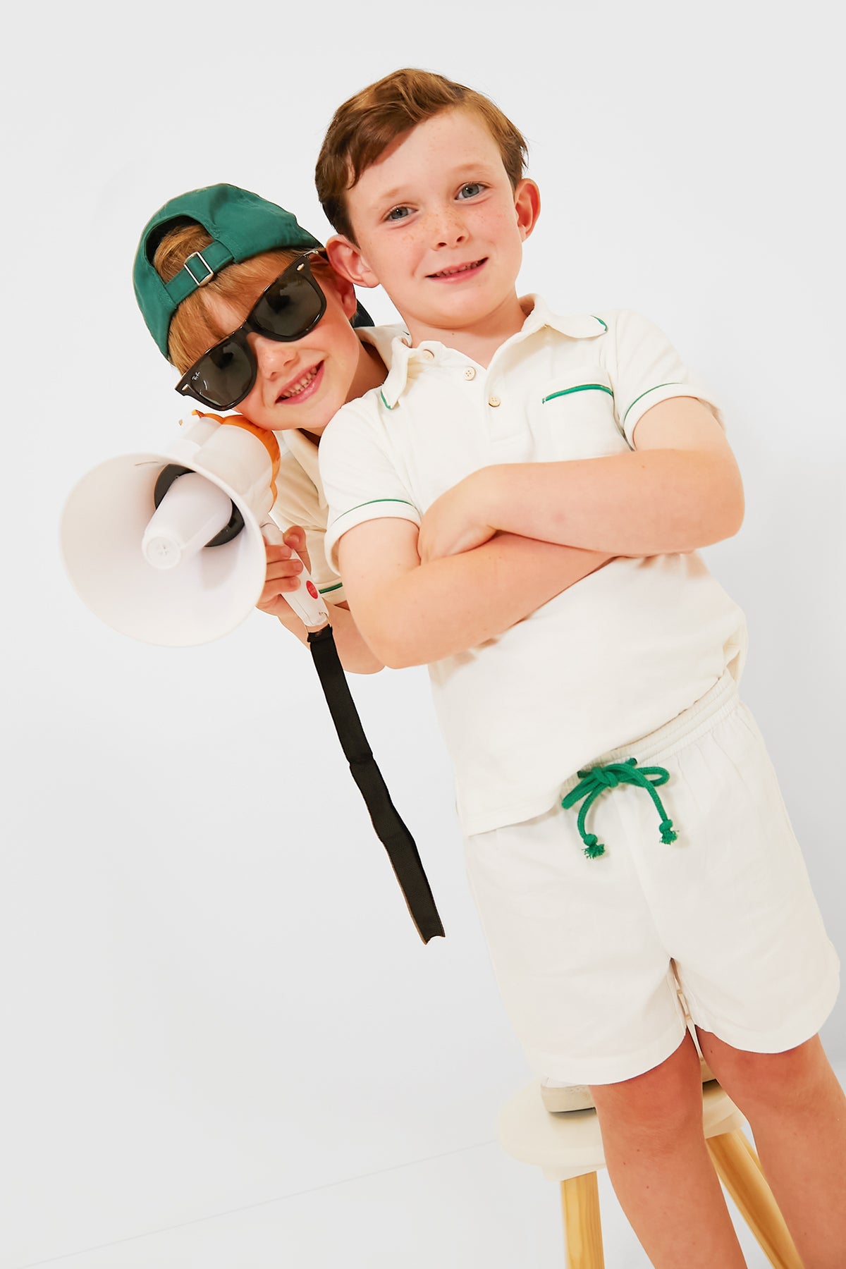 Exclusive Green Piping White Bingo Short
