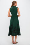 Pine Green Embroidered Kirat Midi Dress