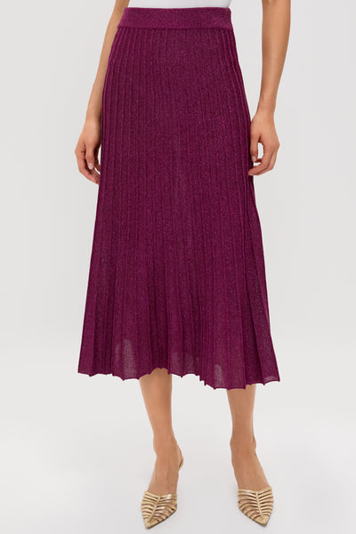 Plum Shimmer Knit Pleated Arion Midi Skirt | Tuckernuck