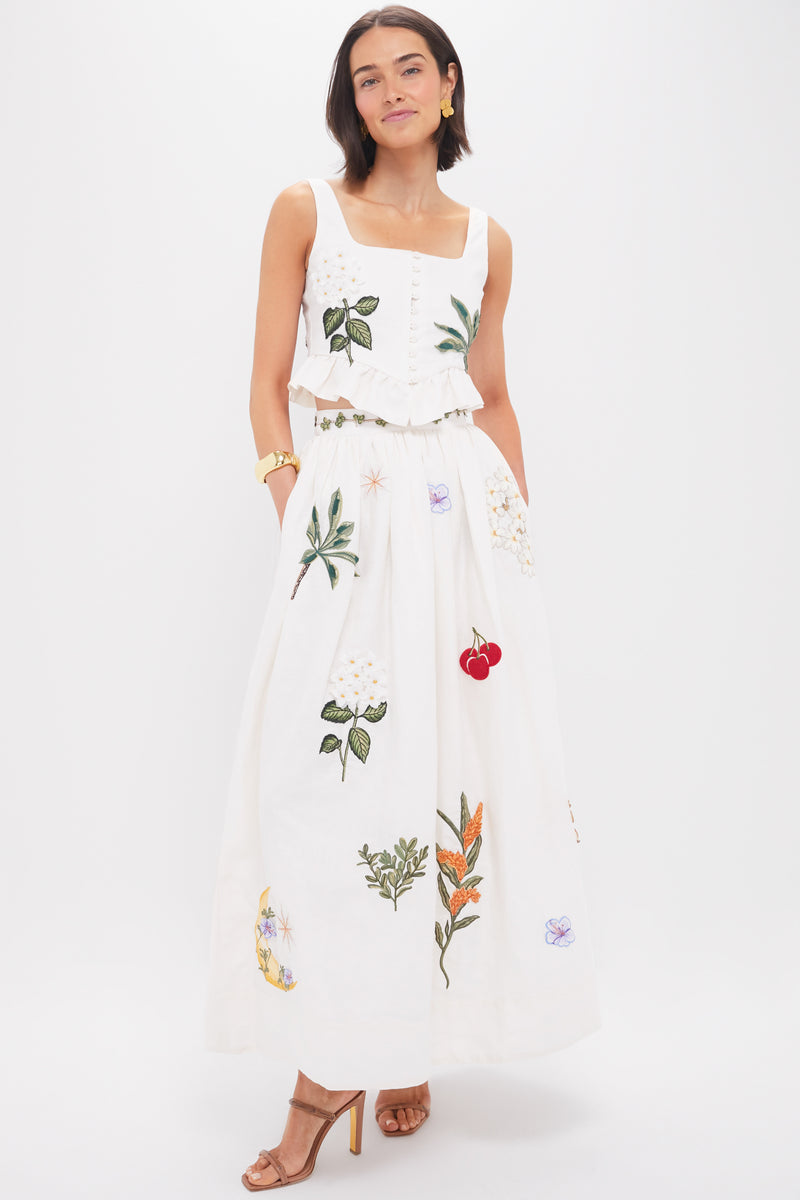 Wild Tangelo Embroidered Applique Maxi Skirt