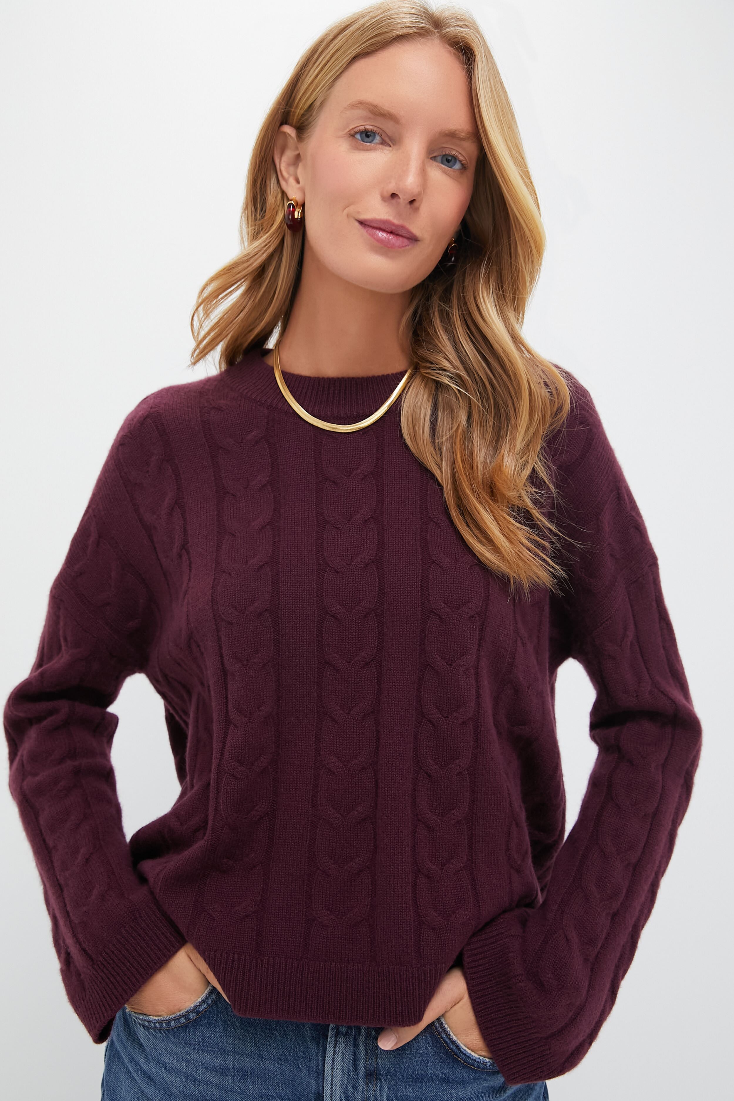 Alexa Chung 100% Wool popular Purple Crewneck Sweater