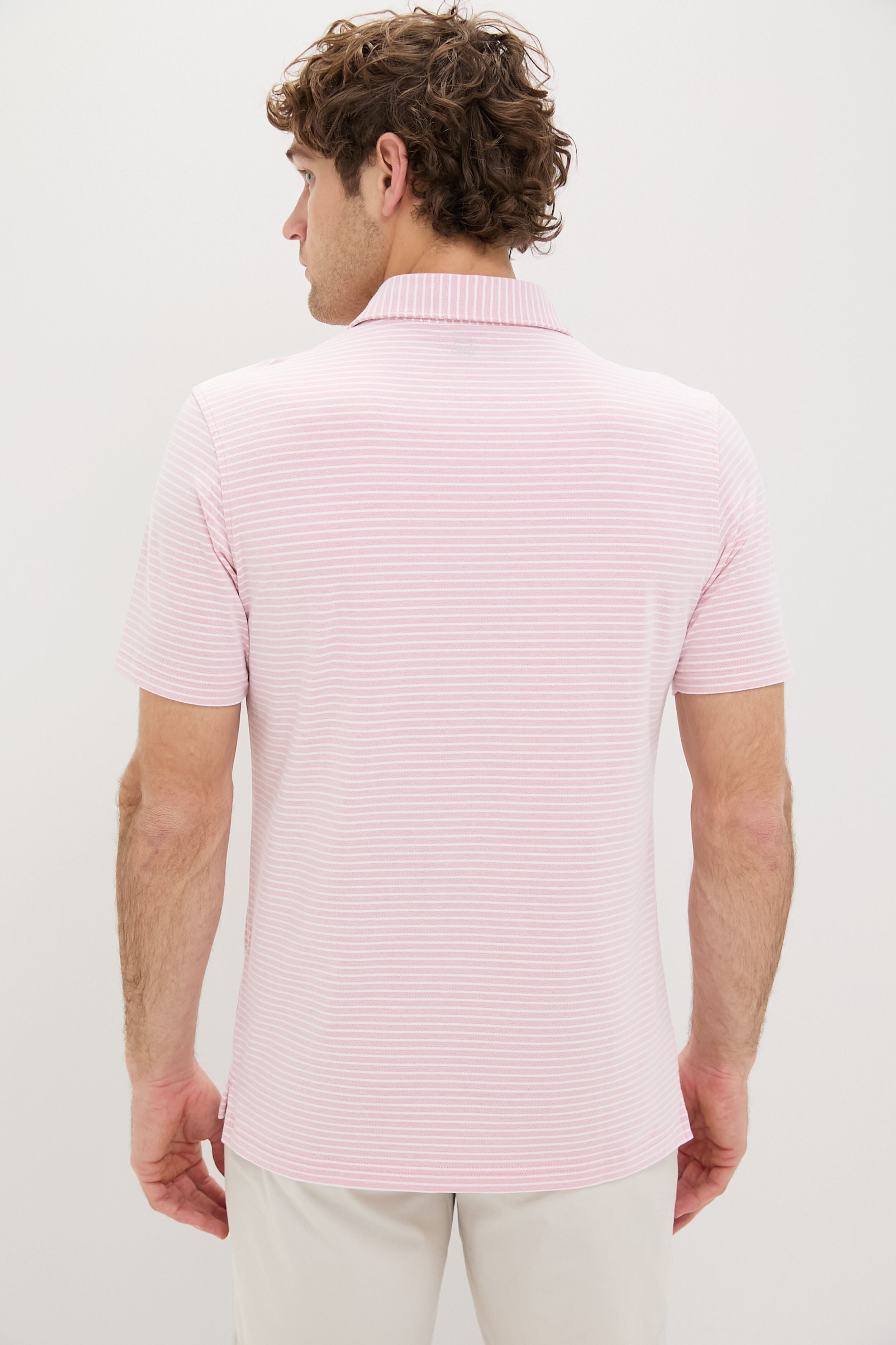 Pink Crepe Albatross Cotton Blend Pique Polo