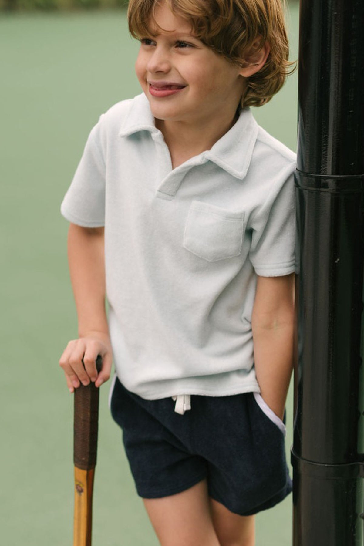 White French Terry Polo Shirt
