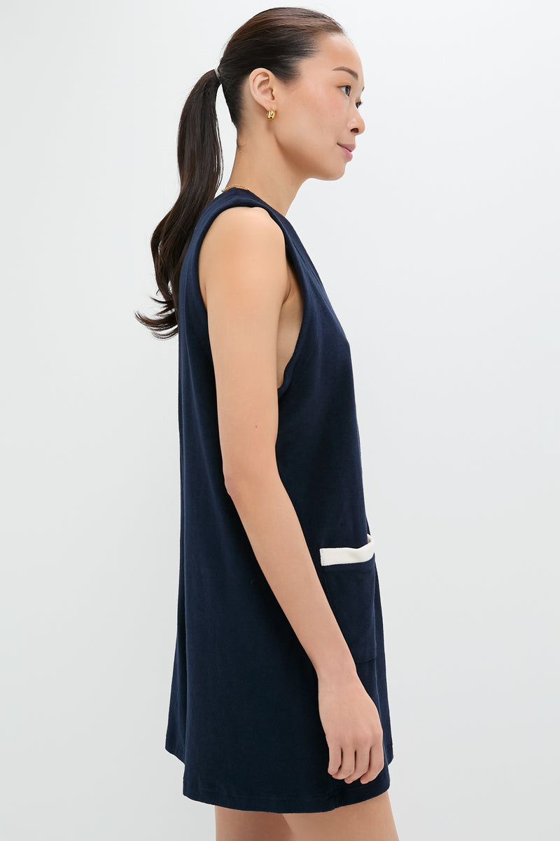 Navy Terrycloth Myla Romper Coverup