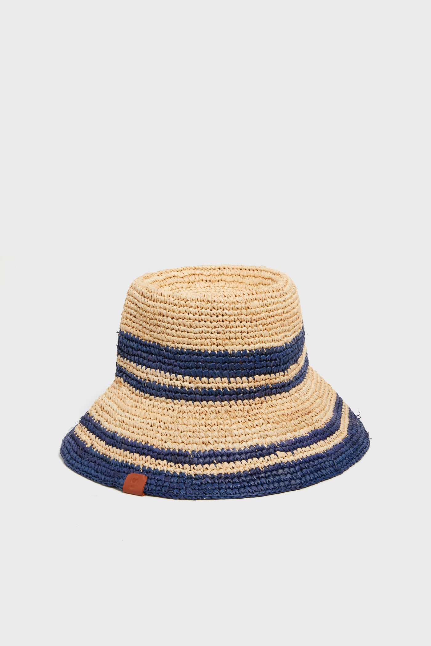 Natural and Navy Raffia Bucket Hat