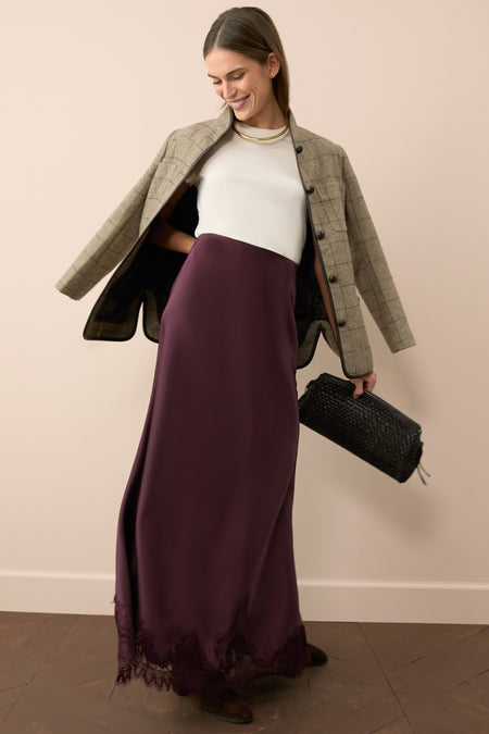 Winetasting Satin Mischa Slip Skirt