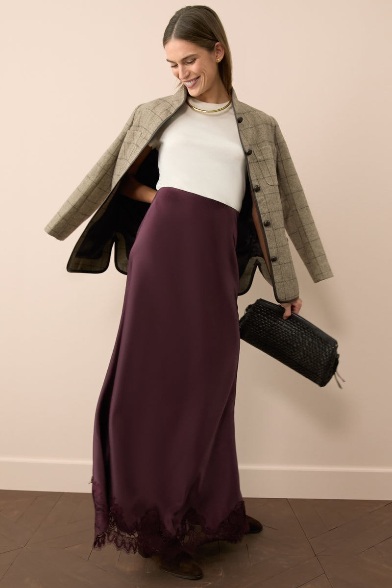 Winetasting Satin Mischa Slip Skirt