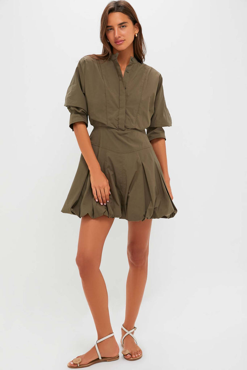Faded Olive Effie Bubble Mini Dress