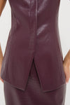Plum Stamped Faux Leather Duke Top