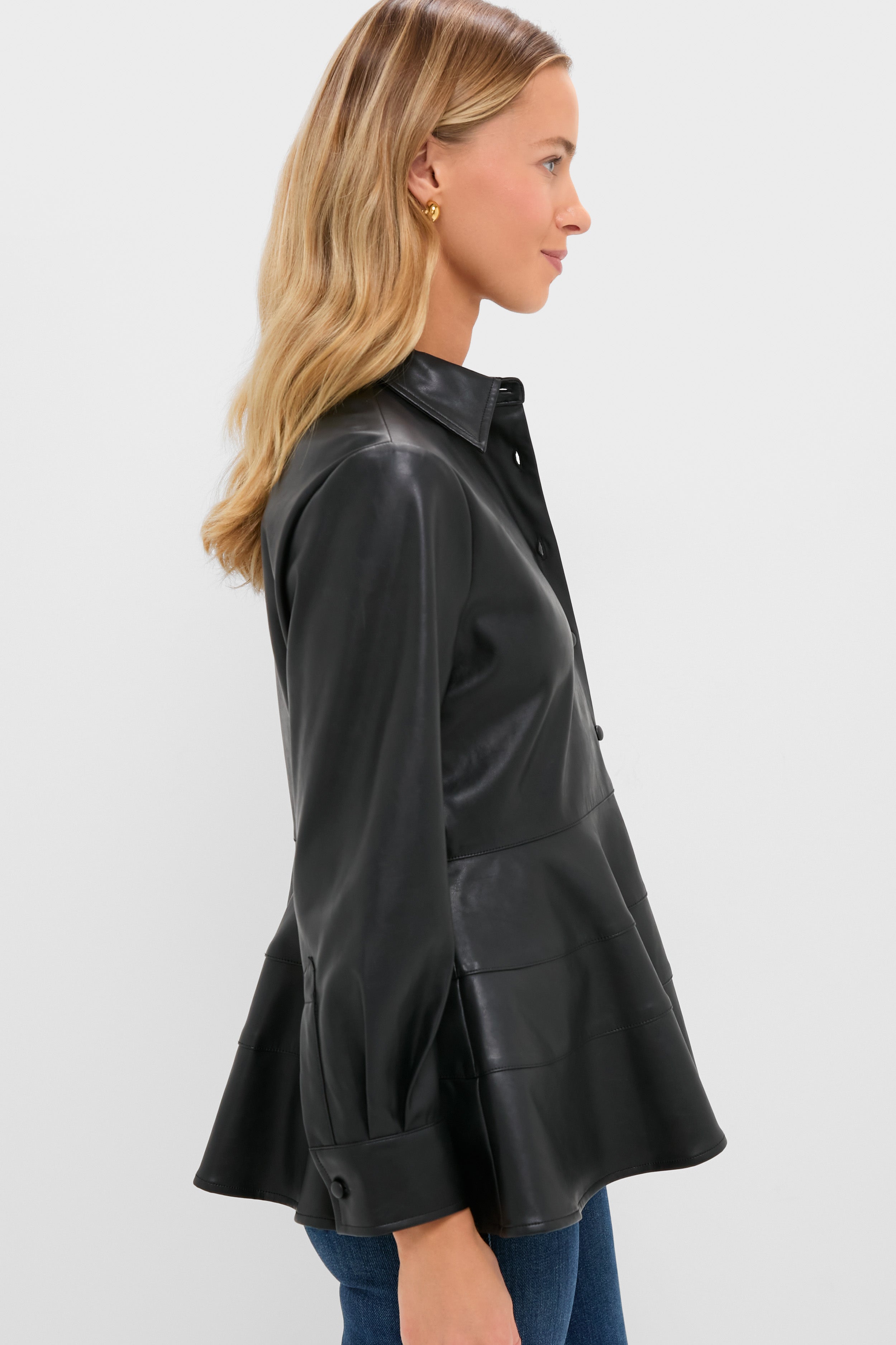 Black Leather Ashlen Blouse