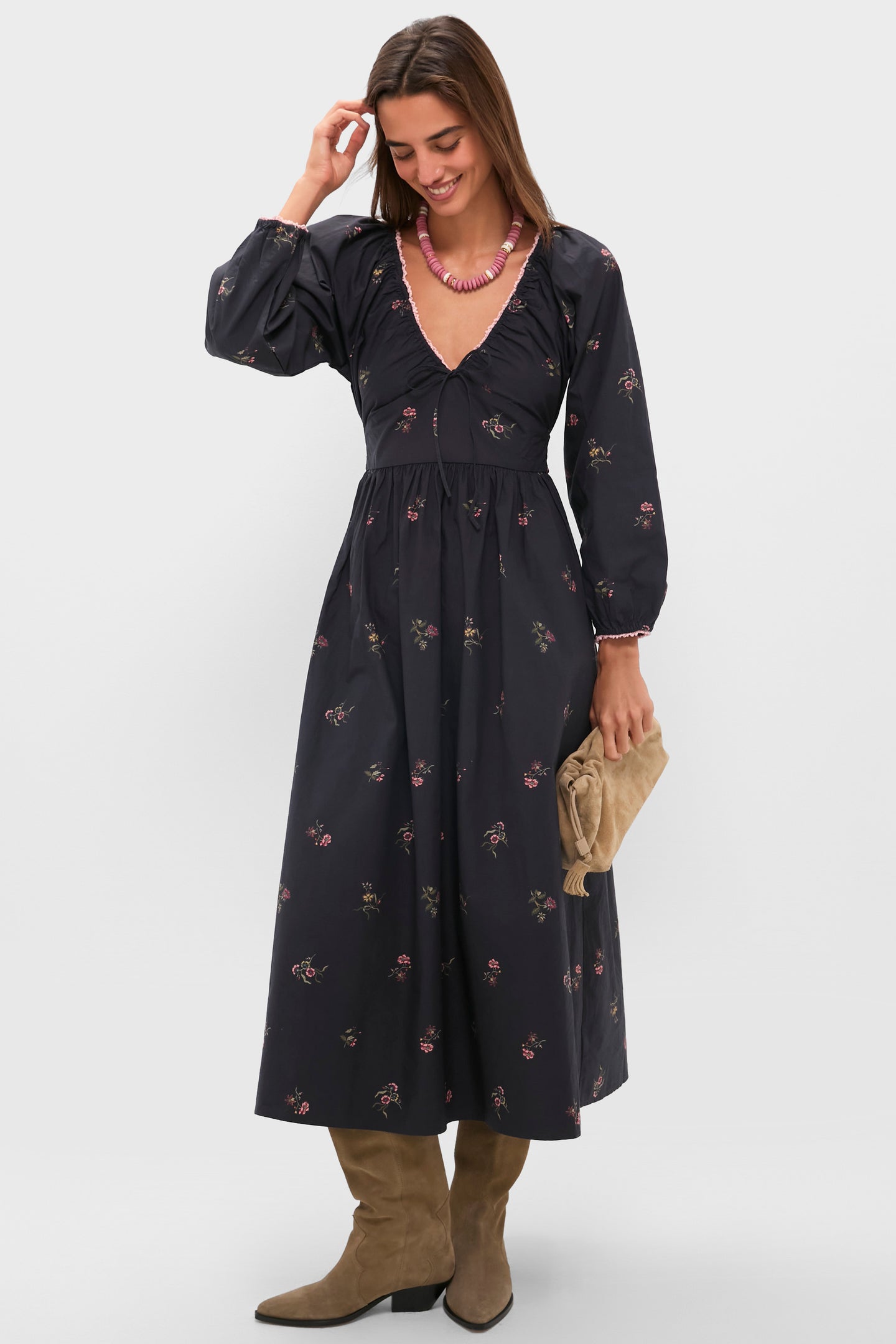 Noir Fleur Eloise Midi Dress