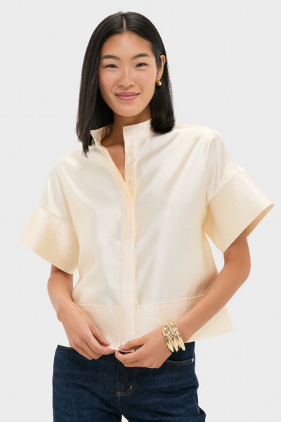 Pearl Dupioni Trapunto Stitch Sofia Shirt | Tuckernuck