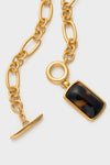 Gold Toggle Necklace with Tortoise Charm
