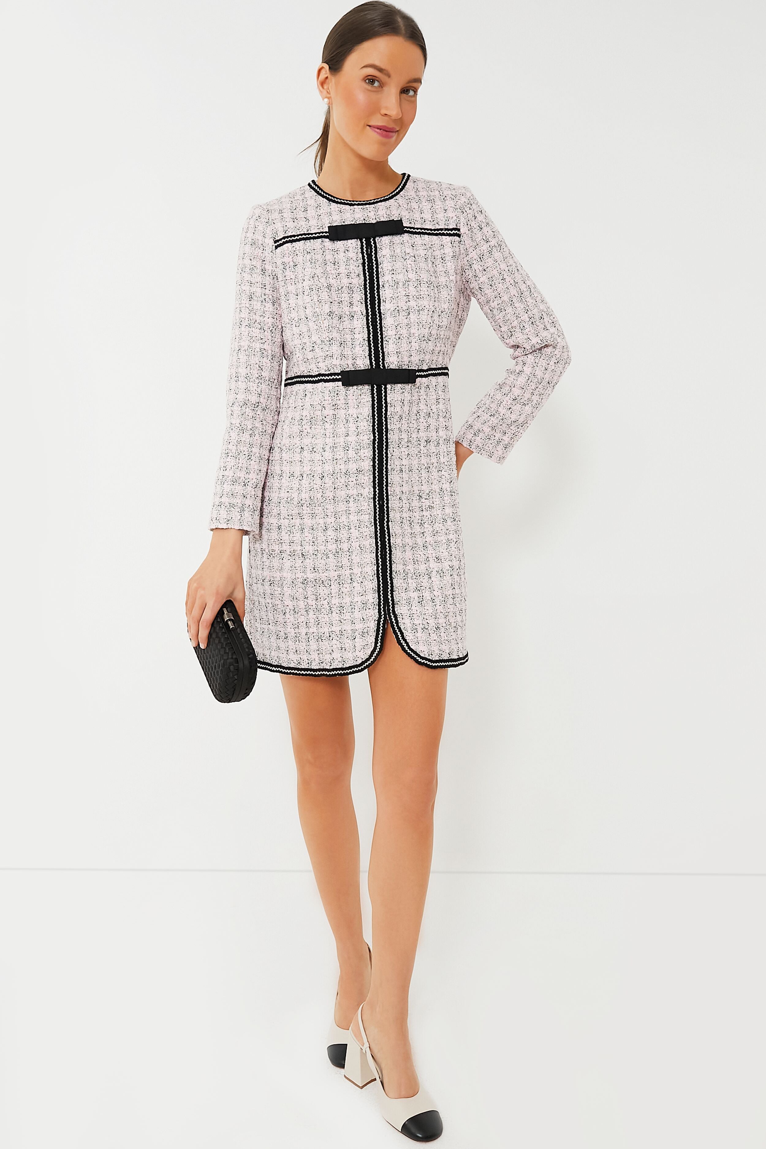 Pink Bow Tweed Brigitta Dress | Pomander Place