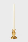 Small Gold Allette Candleholder: A classic, handcrafted porcelain holder with a 10k gold finish, showcasing effortless elegance and high-end craftsmanship. Perfect for fun, versatile table settings.