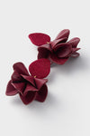 Oxblood Silk and Leather Orchid Earrings