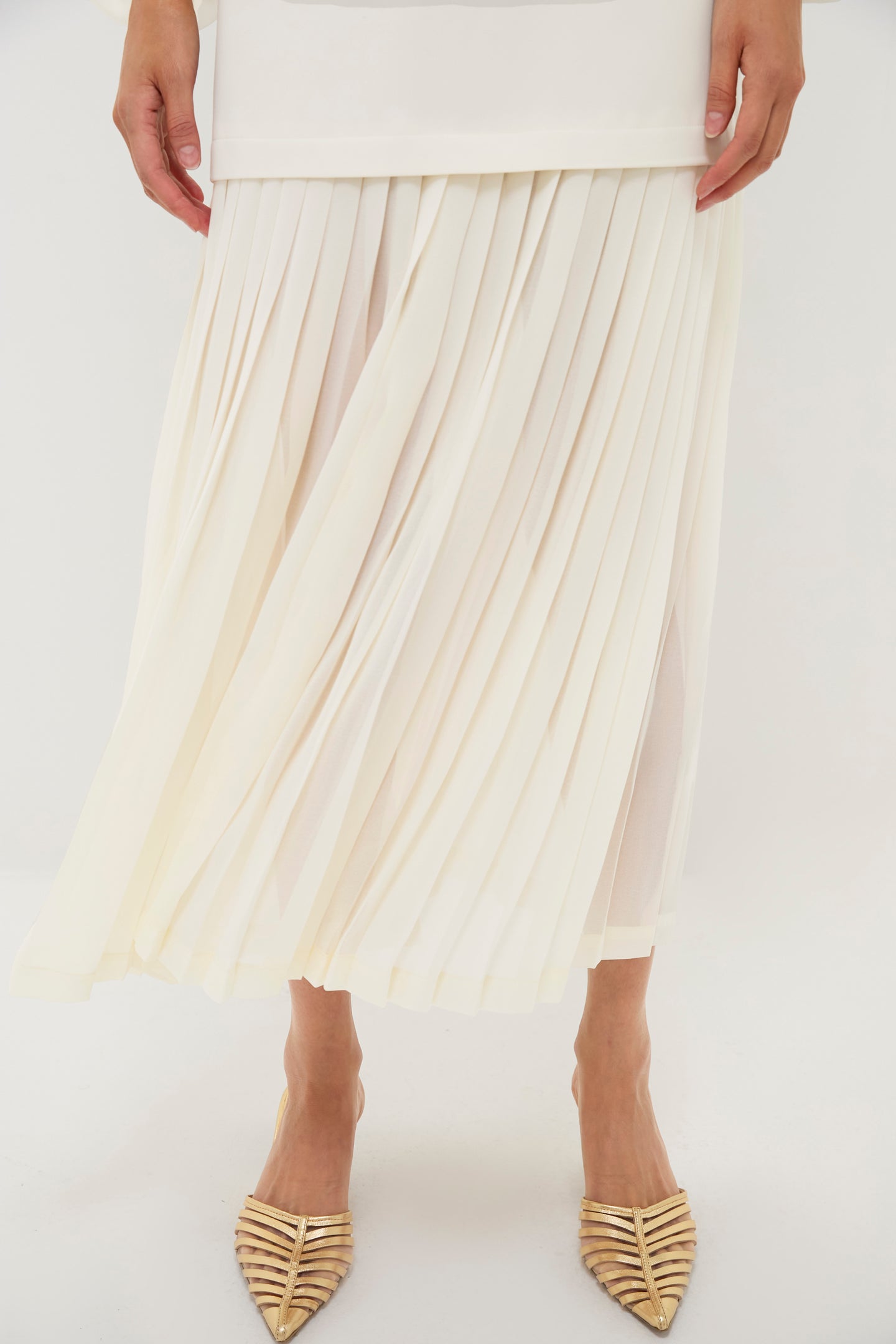 Ivory Chiffon Pleated Lorraine Dress