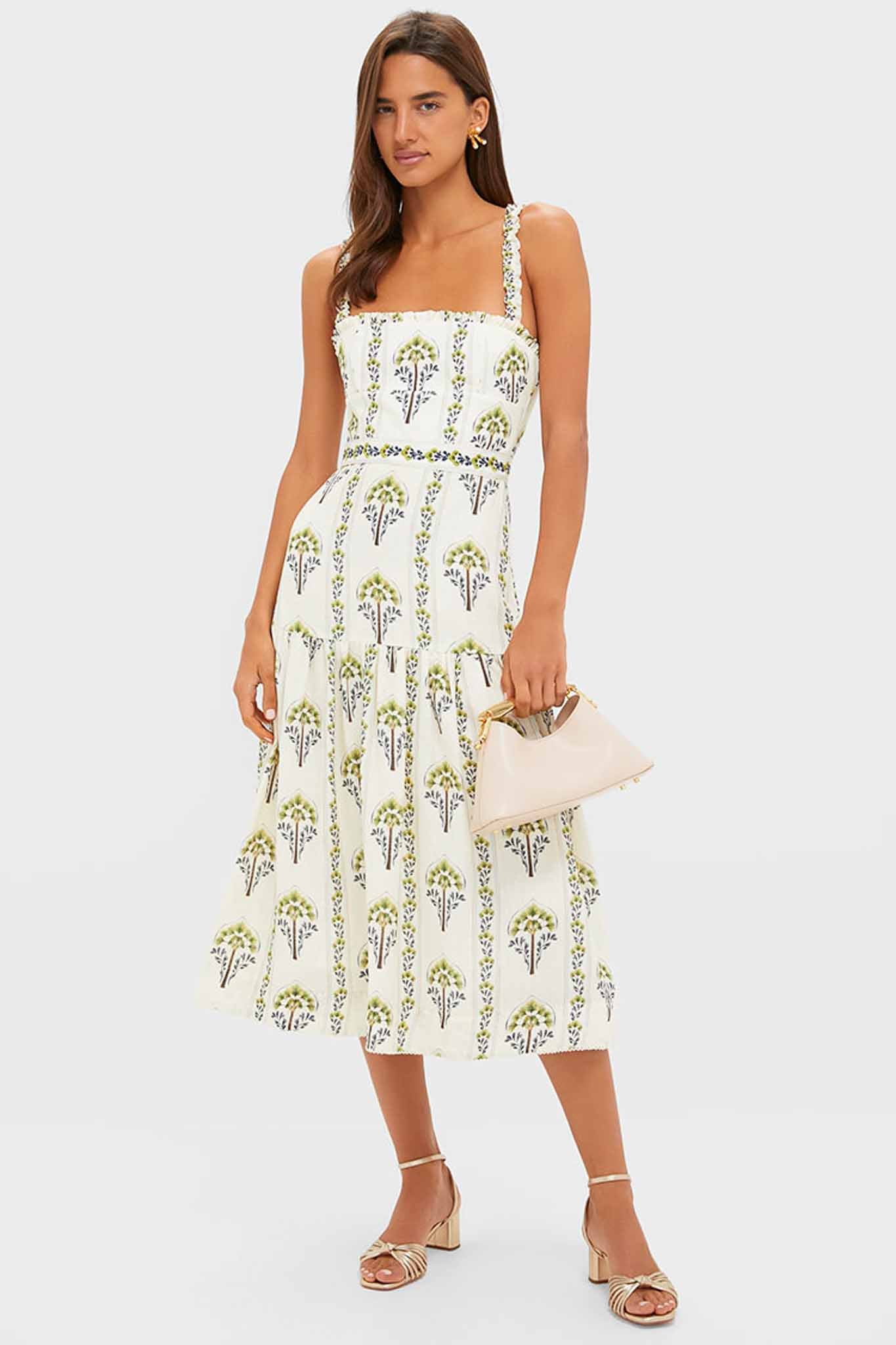 Moriche Nispero Embroidered Midi Dress