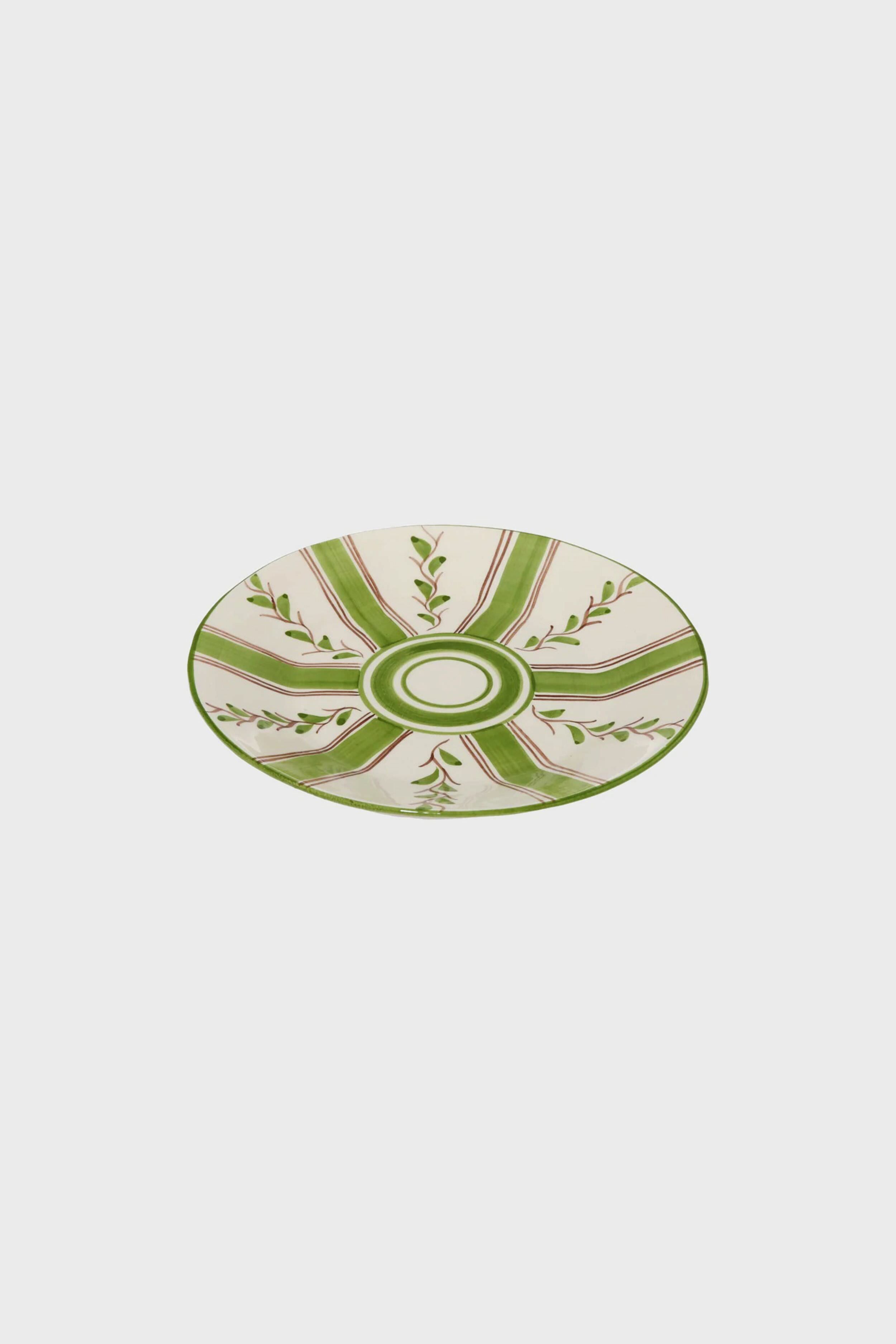 Olive Stripe Dessert Plate