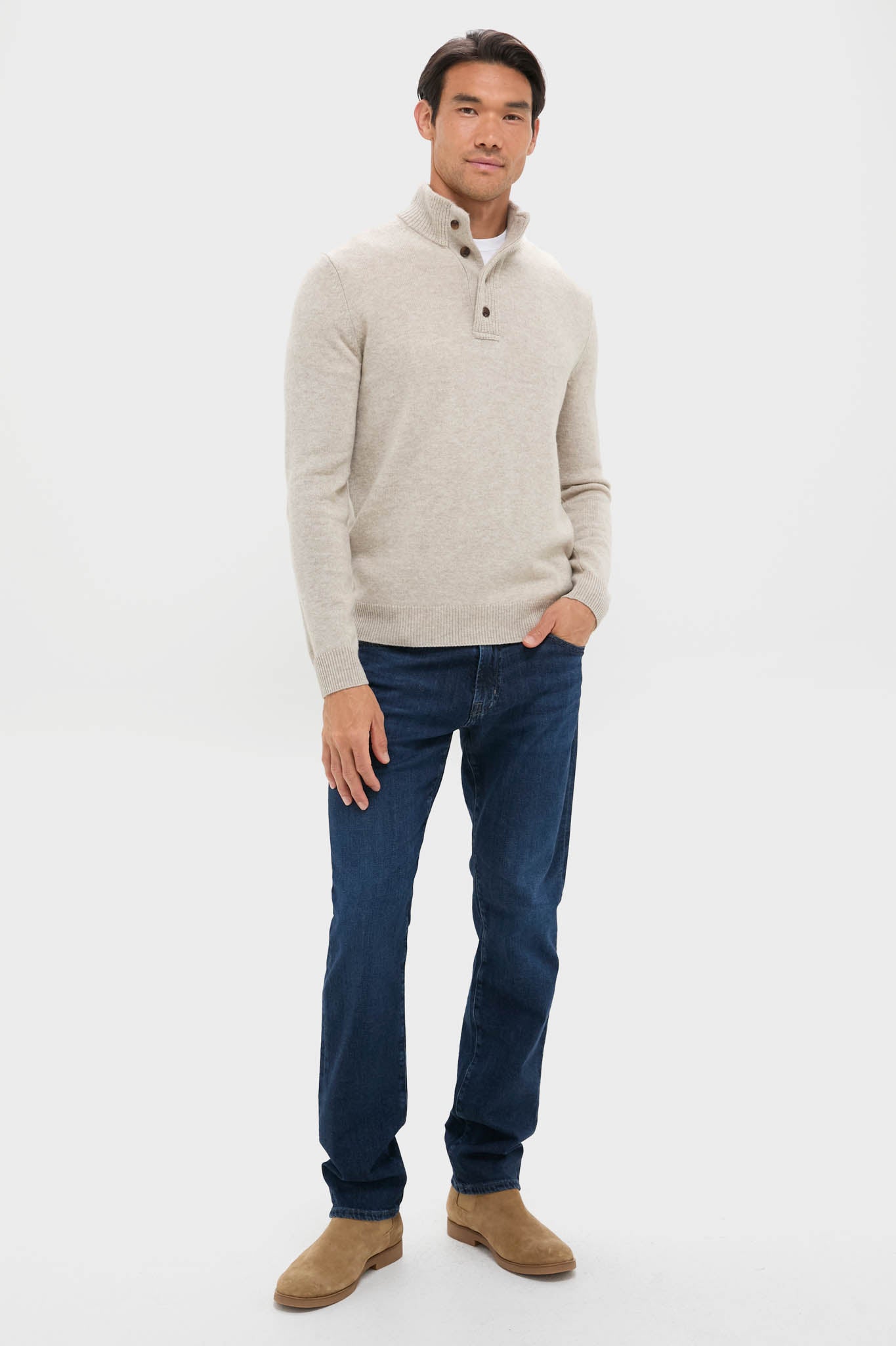 Oat Cashmere Wool Button-Up