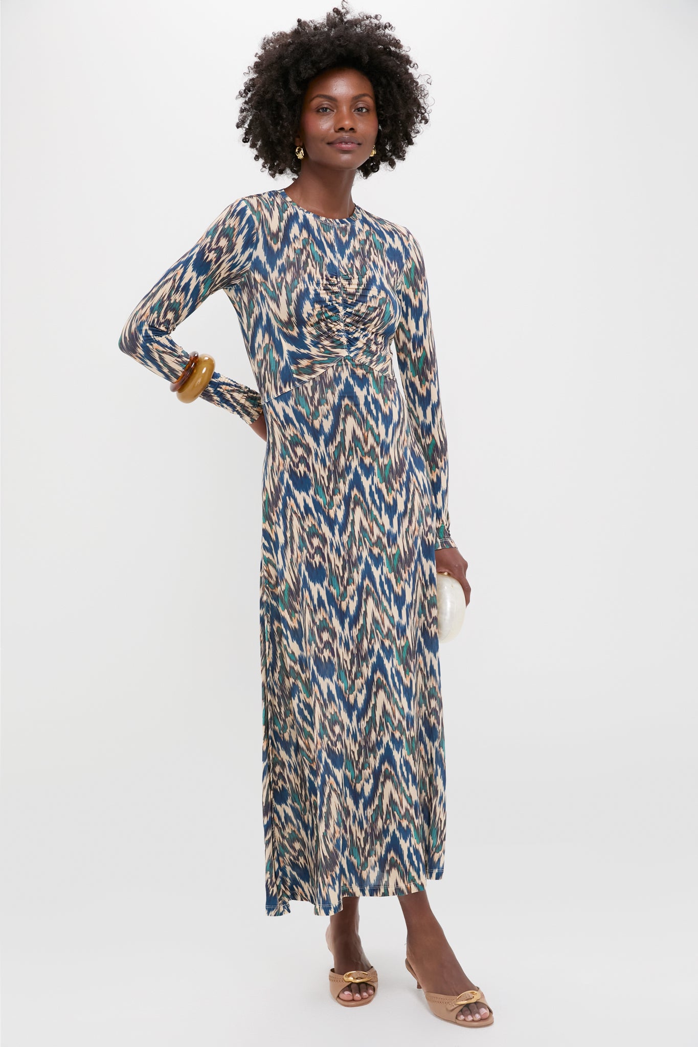 Riverslate Naia Long Sleeve Ruched Midi Dress