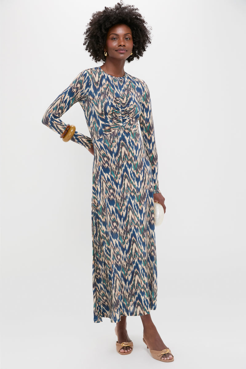Riverslate Naia Long Sleeve Ruched Midi Dress