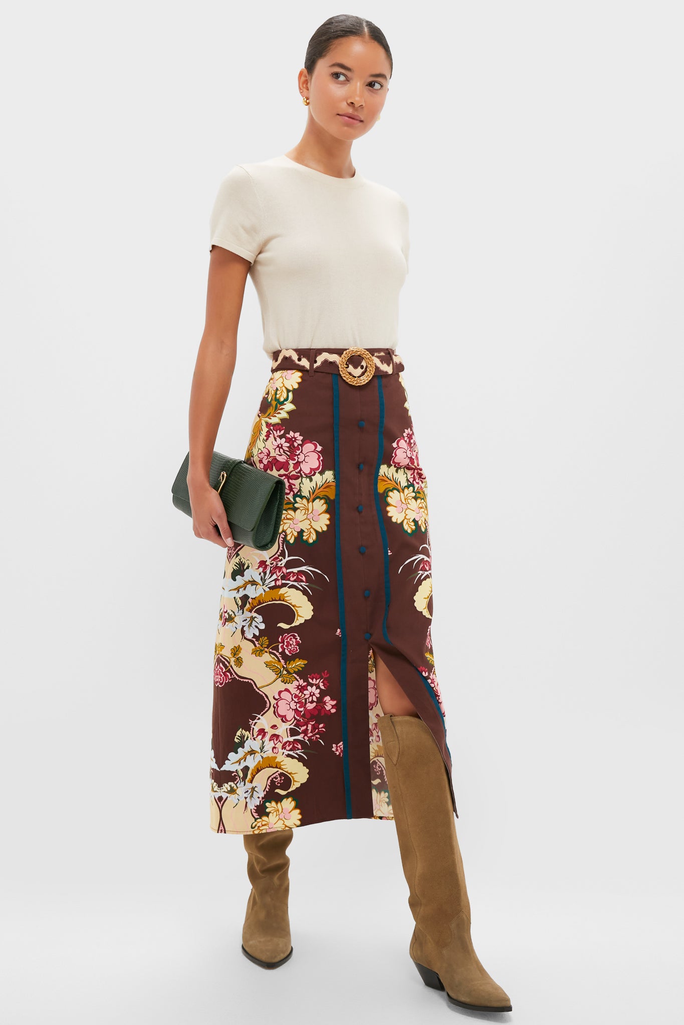Chocolate Floral Portia Skirt