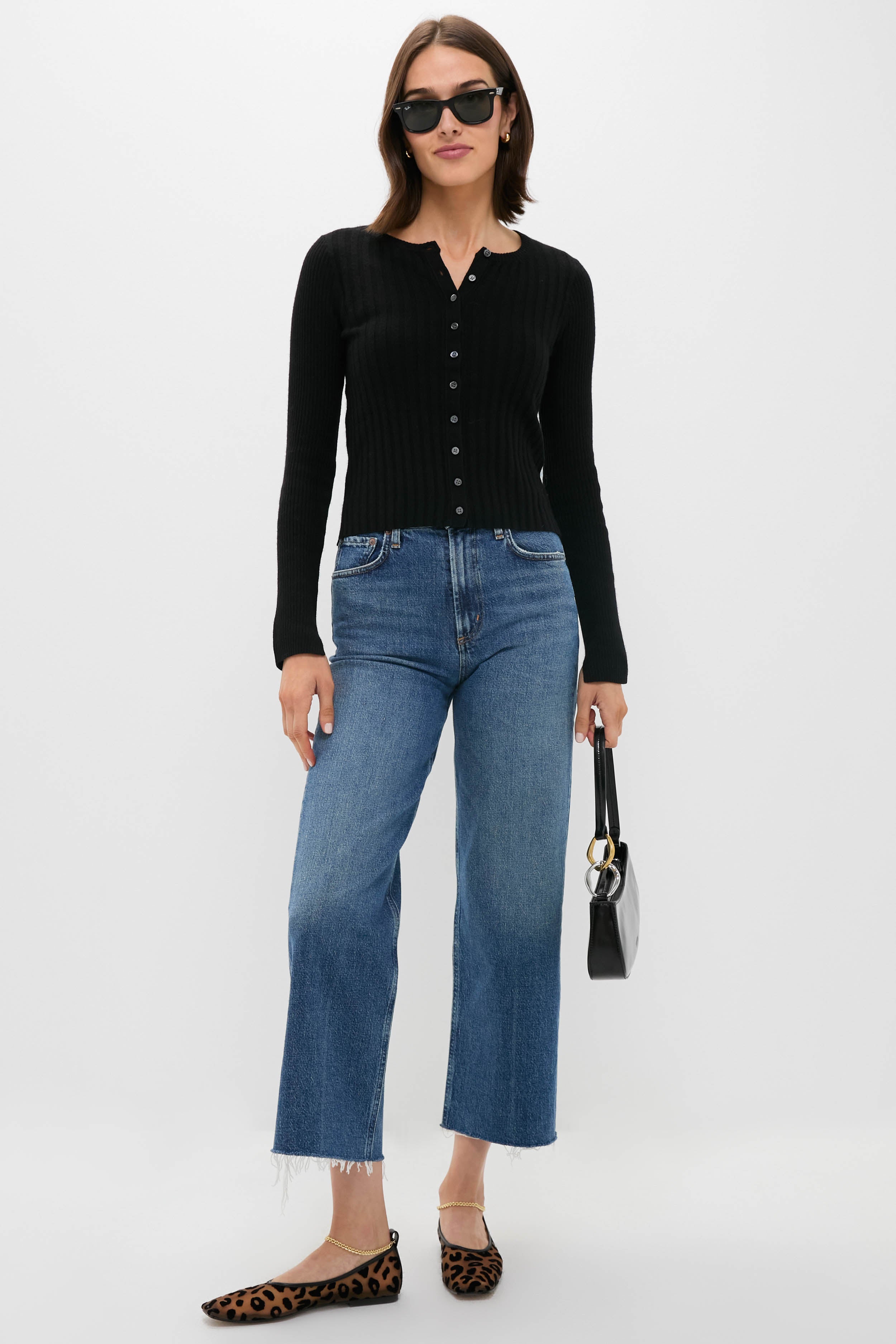 Black Kristin Ribbed Cardigan | Alex Mill
