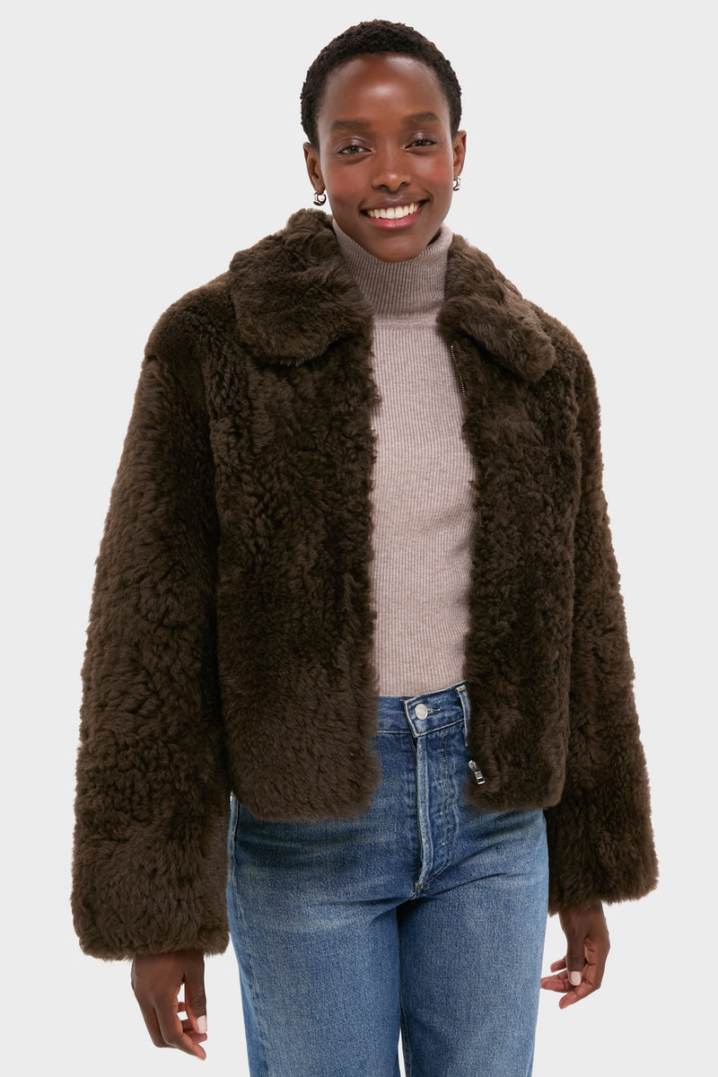 Dark Brown Shearling Kenzia Jacket