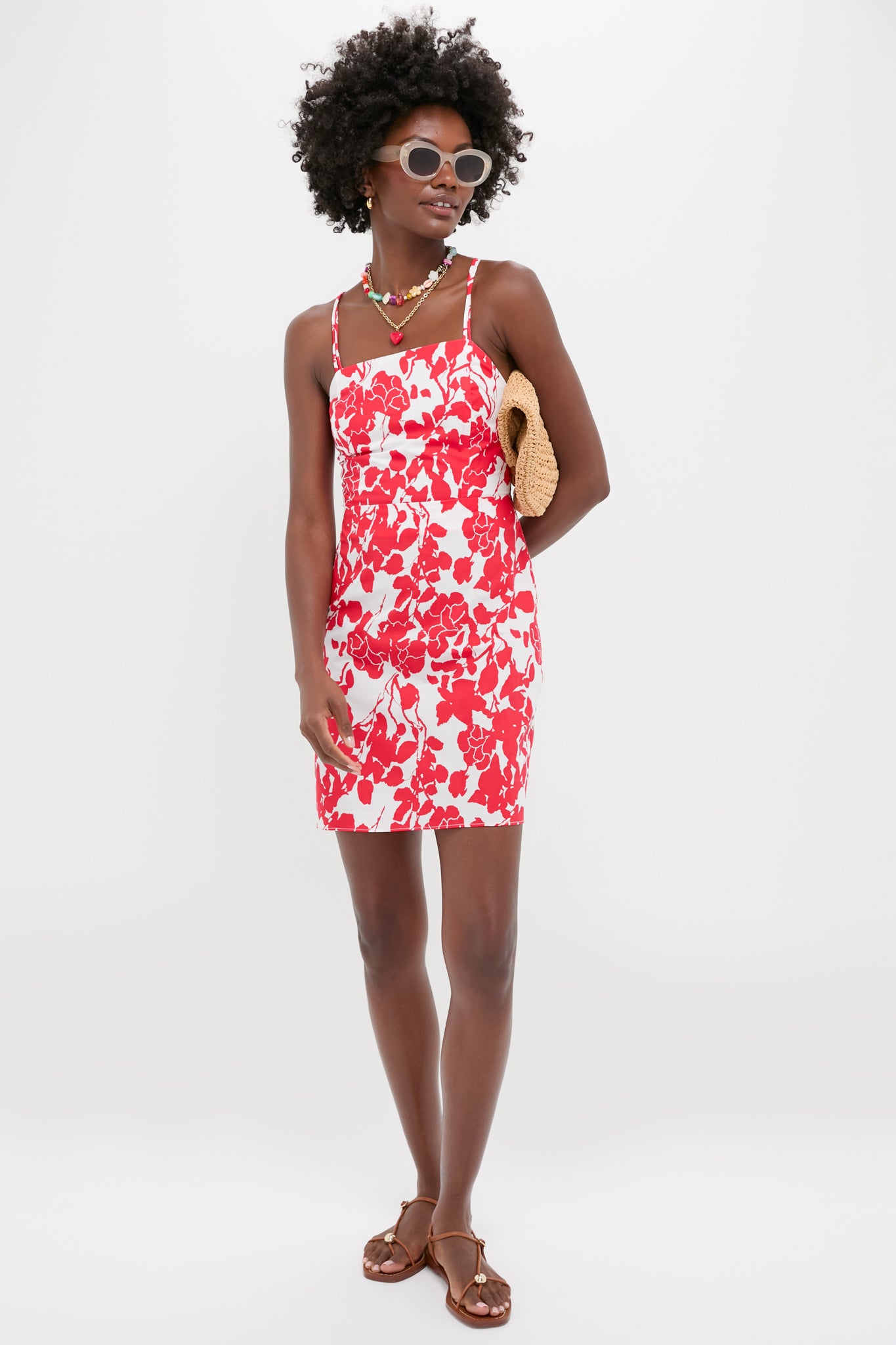 red short floral dress Cara Red Floral Short Wrap Dress - B Corp