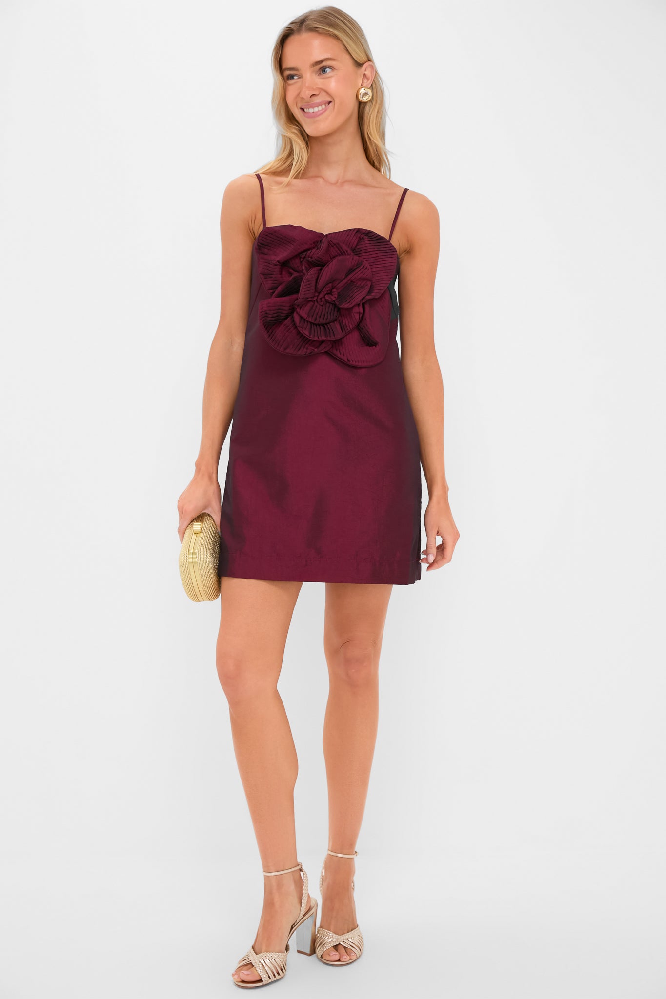 Burgundy Noche de Ti Embellished Mini Dress