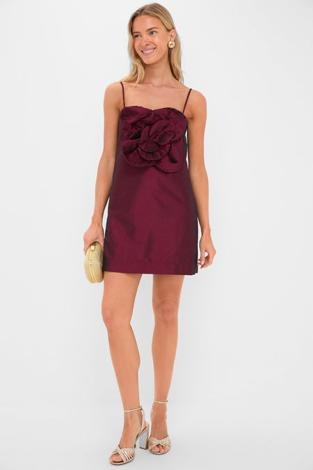Burgundy Noche de Ti Embellished Mini Dress