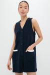 Navy Terrycloth Myla Romper Coverup