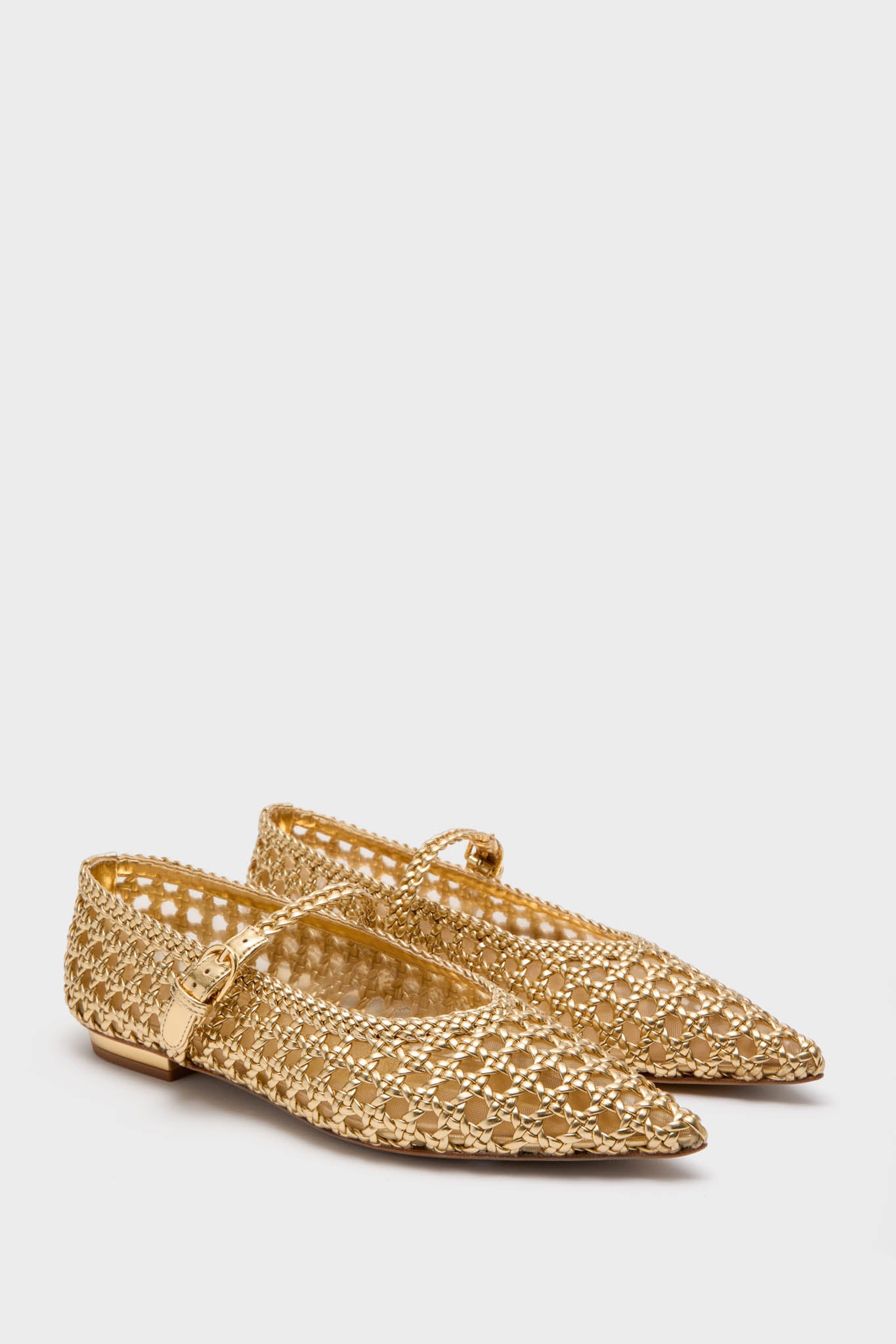 Gold Gracie Pointed Toe Crochet Flats