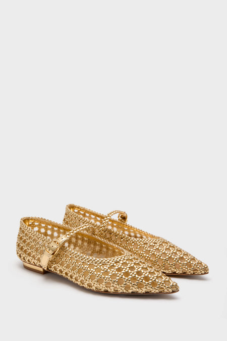Gold Gracie Pointed Toe Crochet Flats